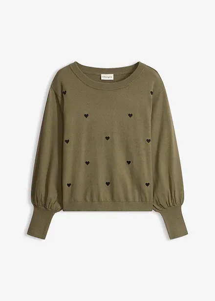 Maglione in filato fine misto viscosa con ricami