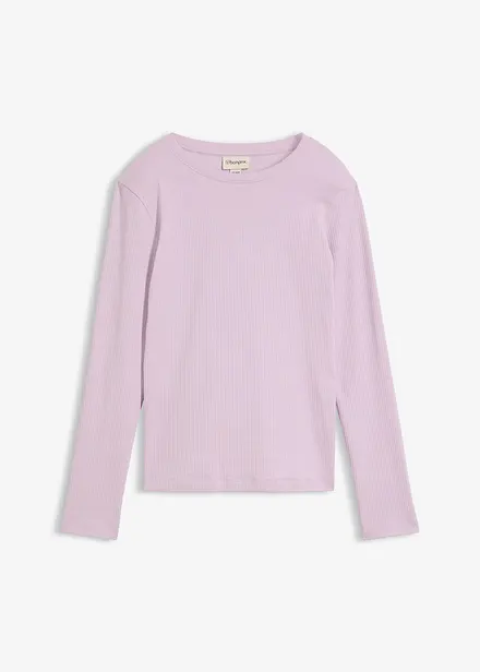 Maglia a maniche lunghe in puro cotone a coste