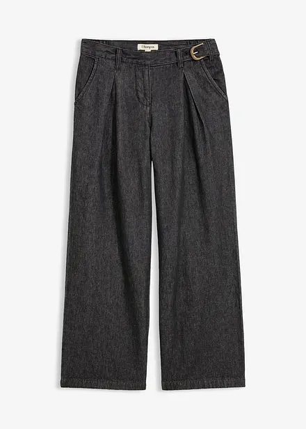 Jeans wide leg con pinces
