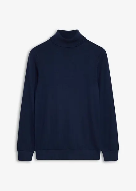 Maglione a collo alto in filato fine con pregiata lana merino, slim fit