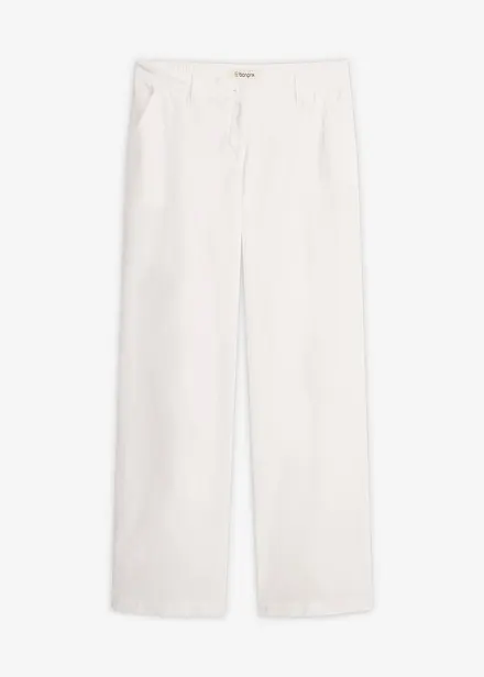 Pantaloni in tessuto misto lino e cotone