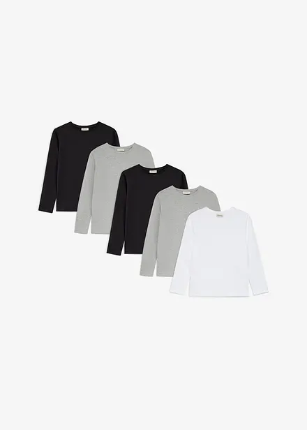 Maglia a maniche lunghe con cotone biologico (pacco da 5)