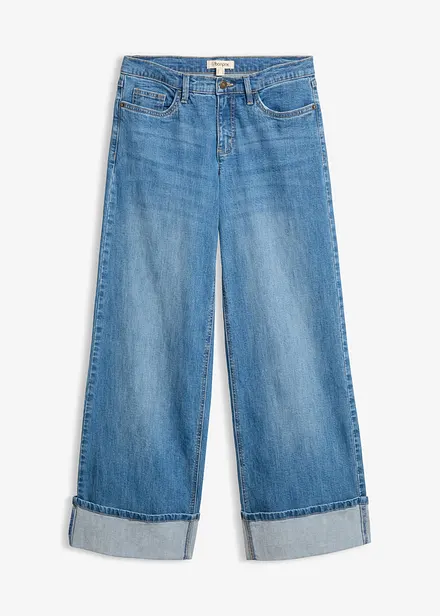 Jeans wide leg con risvolto
