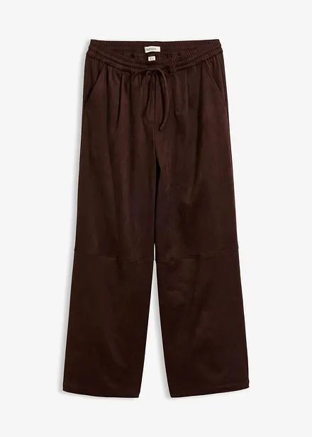 Pantaloni in similpelle scamosciata con vita comoda