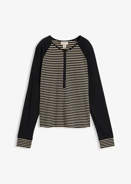 Maglia in misto cotone biologico elasticizzato con maniche raglan