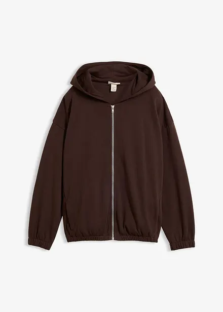 Felpa con zip e cappuccio in misto cotone biologico