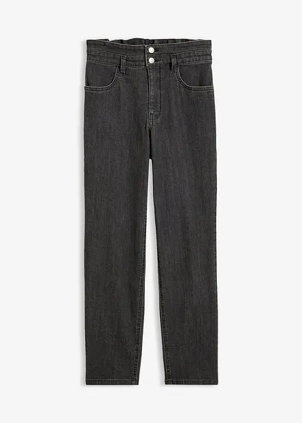 Mom jeans con girovita elasticizzato, vita alta