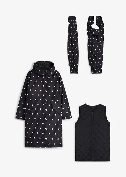 Cappotto pr&eacute;maman e porta beb&egrave; 6 in 1 resistente alle intemperie, con inserto babywearing e gilet trapuntato rimovibile (set 4 pezzi).