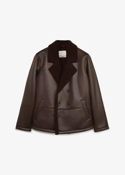 Giacca in similpelle con fodera teddy