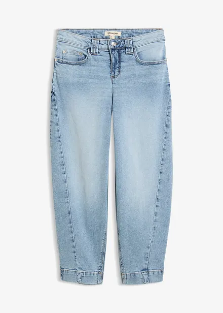 Jeans barrel cropped, vita media