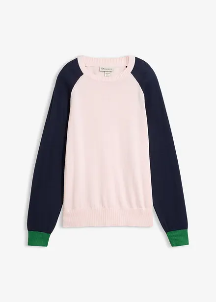 Maglione raglan in filato fine di misto cotone