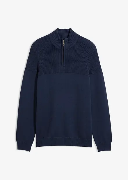 Maglione con collo alto e zip, regular fit