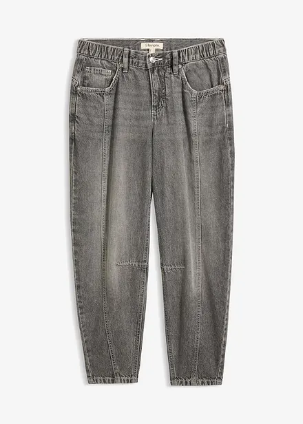 Jeans barrel cropped, vita media