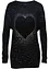 Pullover lungo con cuore e strass, bonprix