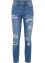 Jeans cropped super skinny in cotone biologico con zone sdrucite, RAINBOW