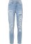 Jeans cropped super skinny in cotone biologico con zone sdrucite, RAINBOW