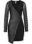 Abito in similpelle con inserto in jersey e maniche in pizzo a pois, bonprix