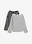 Maglia a maniche lunghe in cotone biologico con scollo leggermente a barca (pacco da 2), bonprix