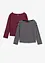 Maglia a maniche lunghe in cotone biologico con scollo leggermente a barca (pacco da 2), bonprix