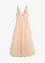 Abito lungo in tulle con fiori applicati, bonprix