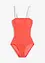 Costume intero a trama operata con spalline trasparenti, bonprix