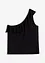 Top monospalla con volant in misto viscosa morbido, bonprix
