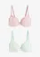 Reggiseno con coppe preformate, ferretto e cotone biologico morbido (pacco da 2), bonprix