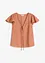 Blusa con effetto lucido e maniche a volant, bonprix