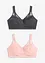Reggiseno contenitivo senza ferretto con spalline imbottite (pacco da 2), bonprix