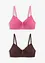Reggiseno in cotone senza ferretto con coppe preformate (pacco da 2), bonprix