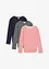 Maglia a maniche lunghe in puro cotone biologico (pacco da 3), bonprix