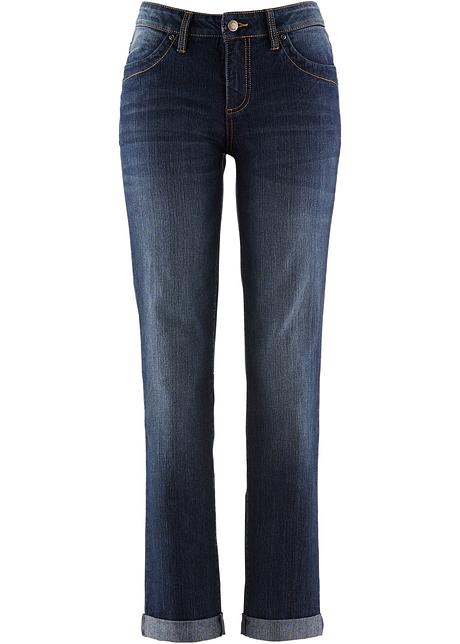 Jeans elasticizzati dritti con effetto di lavaggio e risvolto al fondo -  Blu scuro, T.N.