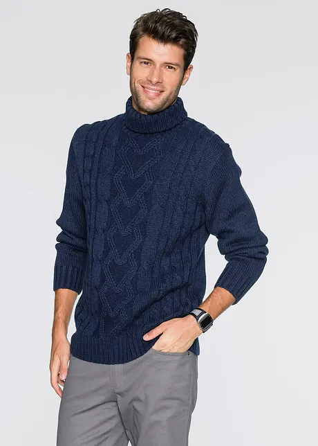Maglione a collo alto con lavorazione a trecce, bonprix