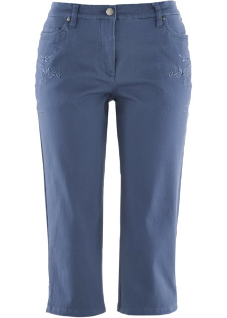 Pantaloni capri in twill batik con cinta comoda Blu Bonprix Donna Abbigliamento Pantaloni e jeans Pantaloni Pantaloni capri 