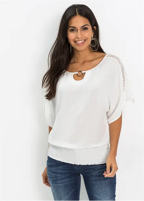 Blusa con pizzo, bonprix