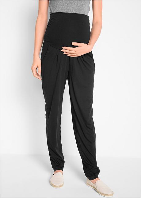 Pantaloni alla turca molto comodi per tutta la gravidanza, in materiale  elasticizzato - Nero