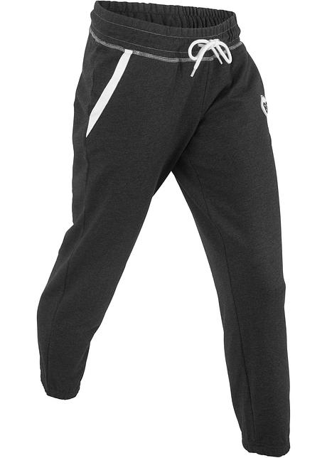 Pantaloni da jogging cropped con stampa e cordoncino - Nero melange