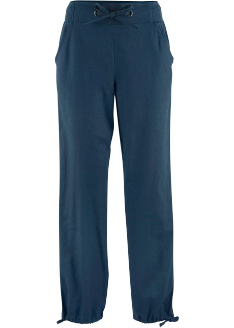 Blu Pantaloni culotte in misto lino con cinta comoda Bonprix Donna Abbigliamento Pantaloni e jeans Pantaloni Pantaloni culottes 