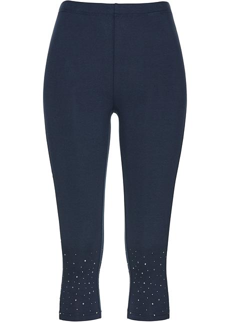 Leggings a pinocchietto attraenti con strass scintillanti - Blu scuro /  argento