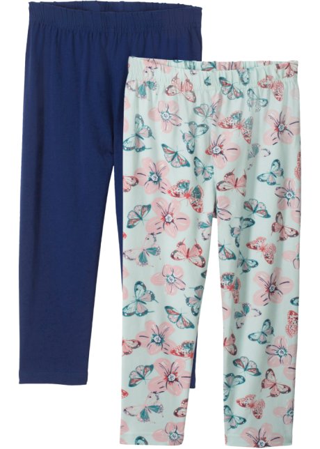 Bonprix Donna Abbigliamento Pantaloni e jeans Pantaloni Leggings & Treggings Leggings a pinocchietto pacco da 2 Blu 