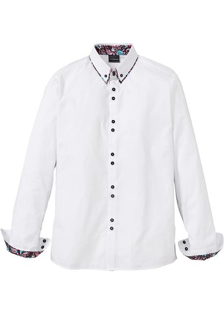 Camicia uomo manica lunga collo Button down con polsino in contrasto art 195