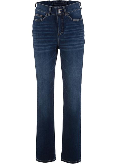 Jeans push up elasticizzati dal taglio dritto con inserto smock - Blu denim
