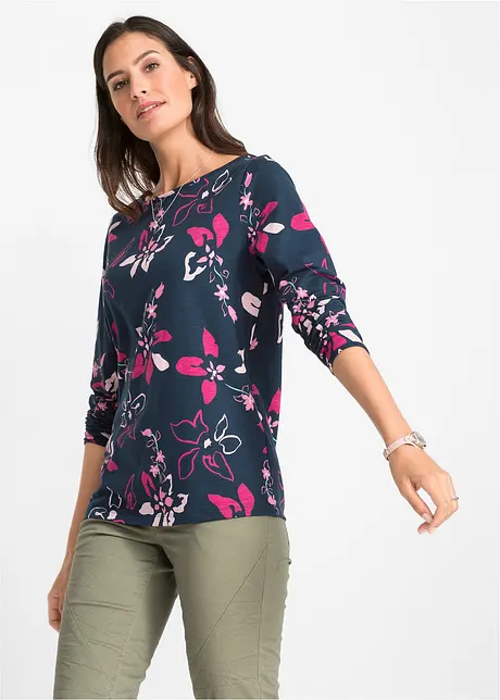 Maglia a maniche lunghe in fantasia floreale, bonprix