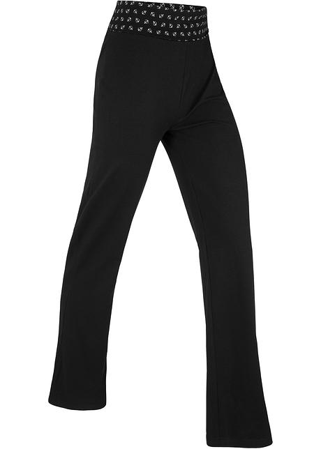 Pantaloni in maglina confortevoli con cinta elastica risvoltabile - Nero