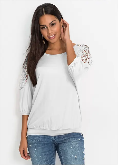 Maglia oversize con pizzo, bonprix