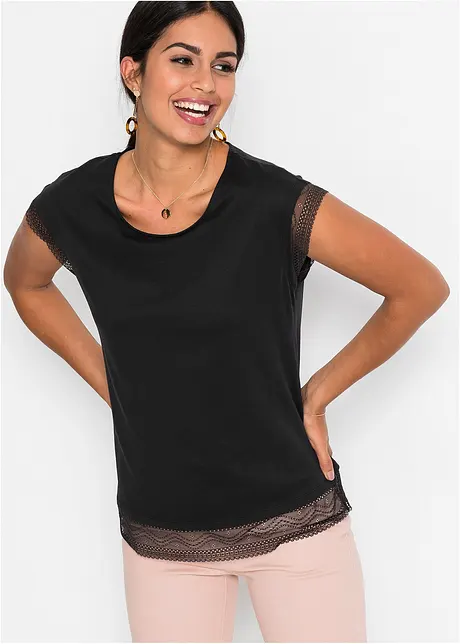 Maglia boxy con pizzo, bonprix