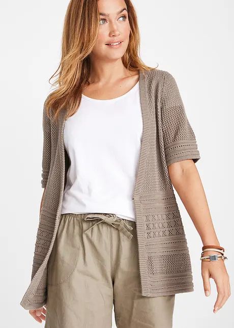 Cardigan traforato a mezze maniche, bonprix