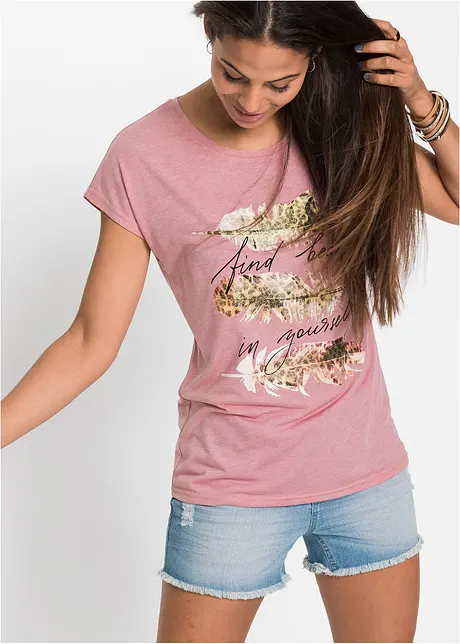 T-shirt con stampa glitterata, bonprix