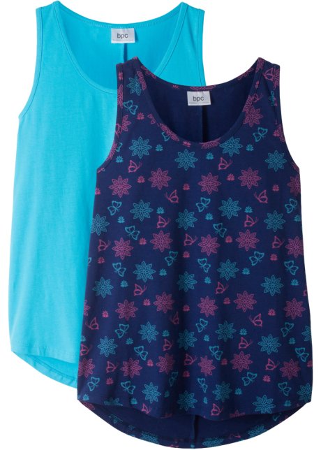 Bonprix Bambina Abbigliamento Top e t-shirt Top Tank top in cotone biologico Blu pacco da 2 Canotta 