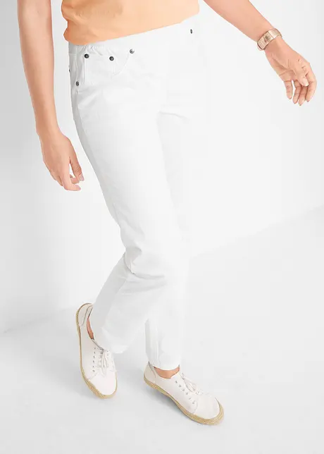 Pantaloni in cotone con elastico in vita e cinta comoda, straight, bonprix